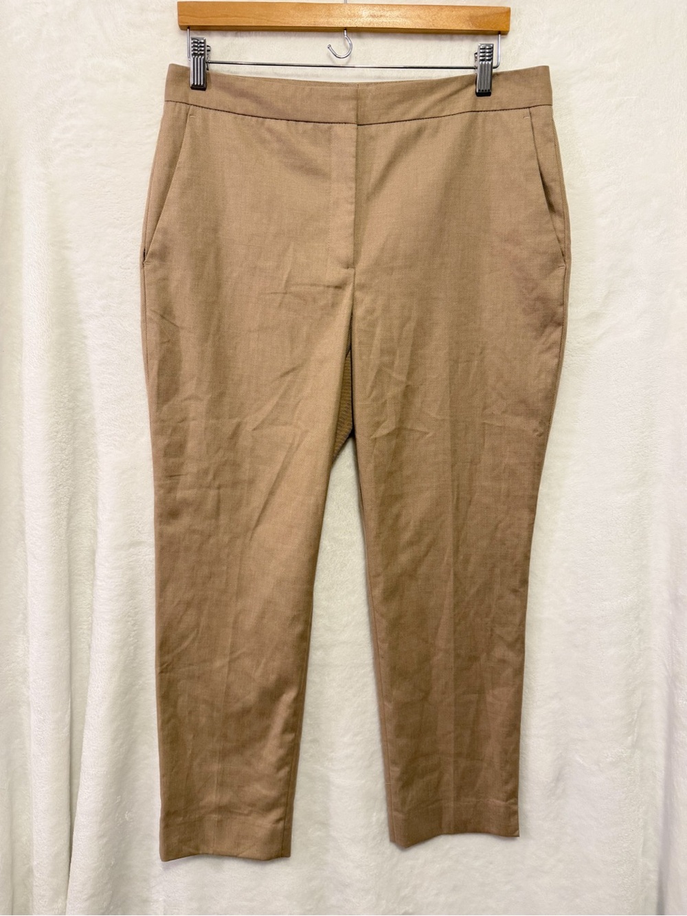 Zara Womens Dress Pants Stretch Trousers Size 10 Tan Khaki Slim Skinny Work